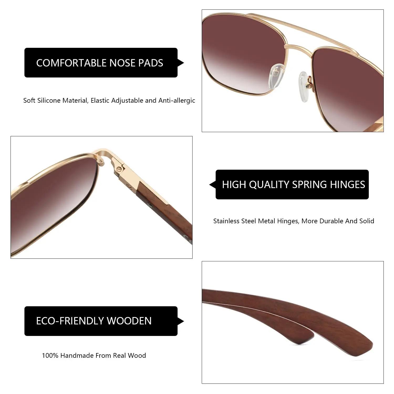 Lunettes de soleil polarisées ZENOTTIC 2026 tendance en bois pour hommes, protection UV, pêche, cond