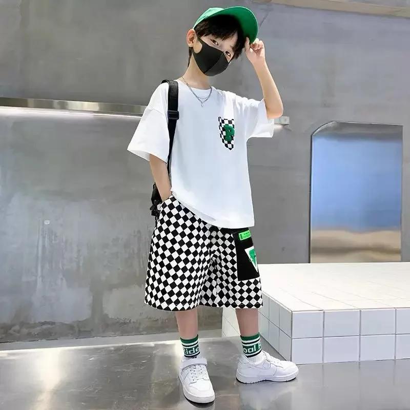 Ensemble de vêtements d'été pour garçons, 2 pièces, vêtements à manches courtes pour adolescents, T-