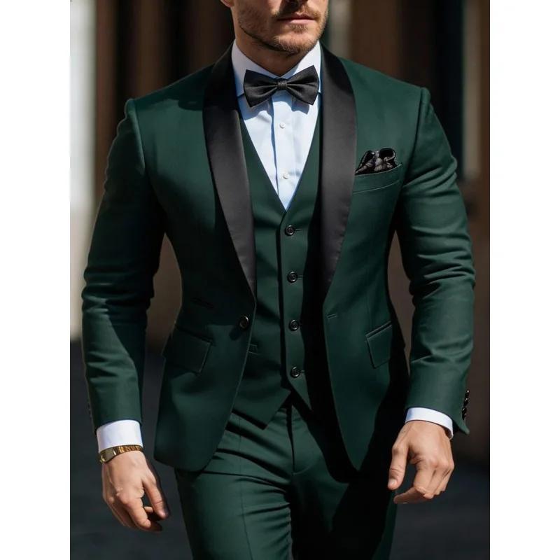 Ensemble de costume 3 pièces pour homme : veste, gilet et pantalon, costumes de cérémonie, de mariag