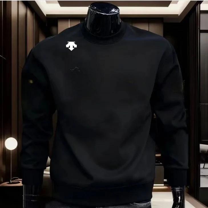 Chemise de sport à manches longues et col rond pour homme, en pur coton, chemise de sport décontract