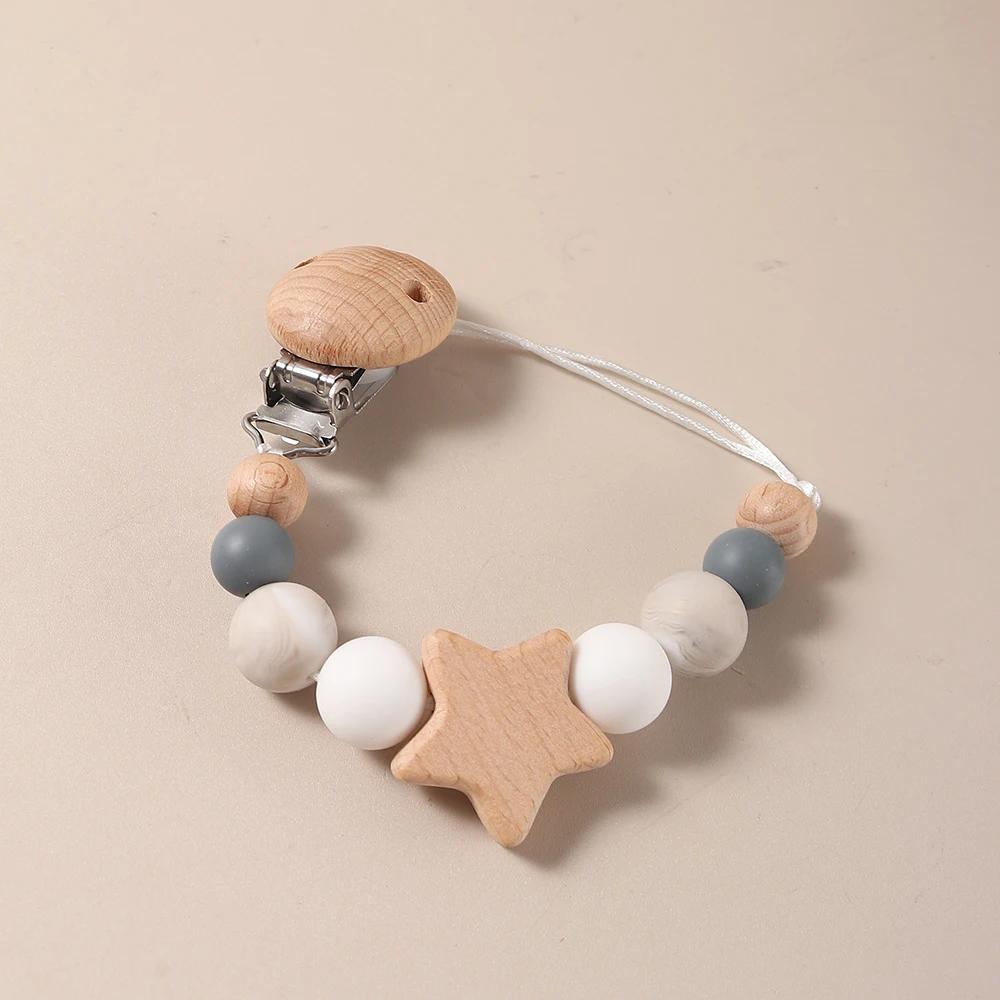 Chaîne de sucette étoile, clip de sucette perlé, porte-sucette Anti-perte pour bébés, nourrissons et