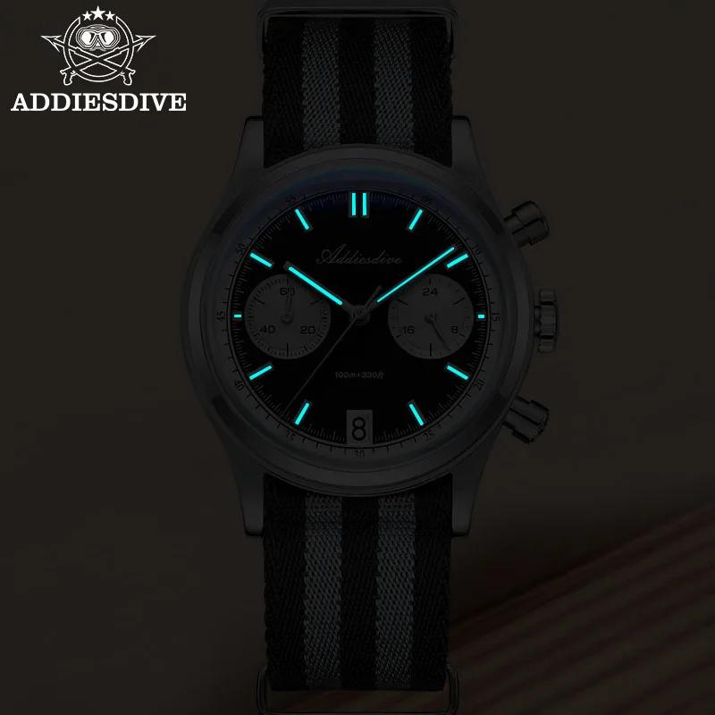ADDIESDIVE Top marque homme montre BGW9 Super lumineux 10Bar étanche bulle miroir verre VK64 chronog