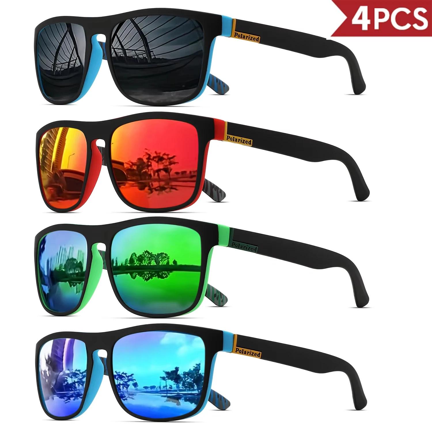 Lunettes de soleil de sport polarisées carrées classiques pour hommes, monture PC légère UV400 pour