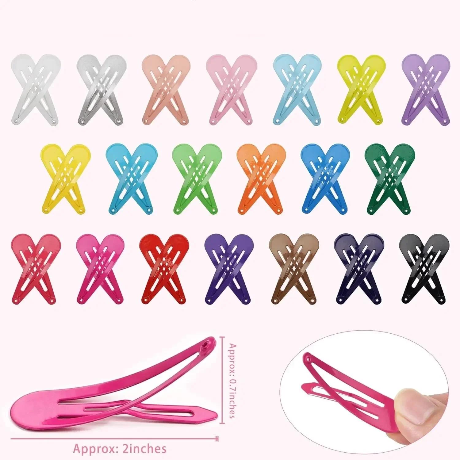50 pièces pinces à cheveux couleur bonbon brillant 2 pouces sans glissement épingles à cheveux en mé