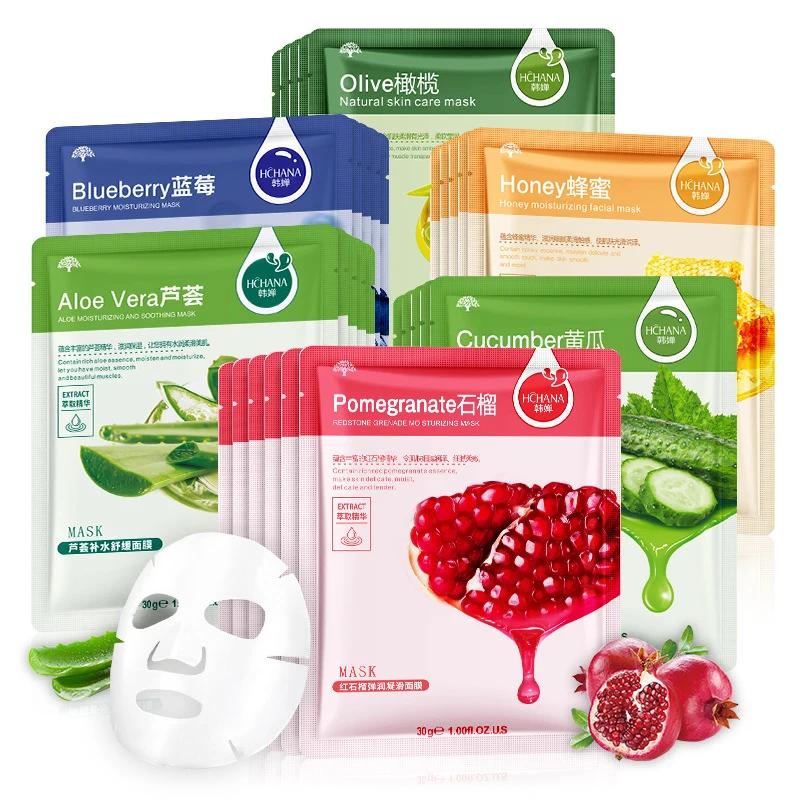 30 pièces masques faciaux Fruits frais blanchissant soin de la peau hydratant Anti rides hydratant c
