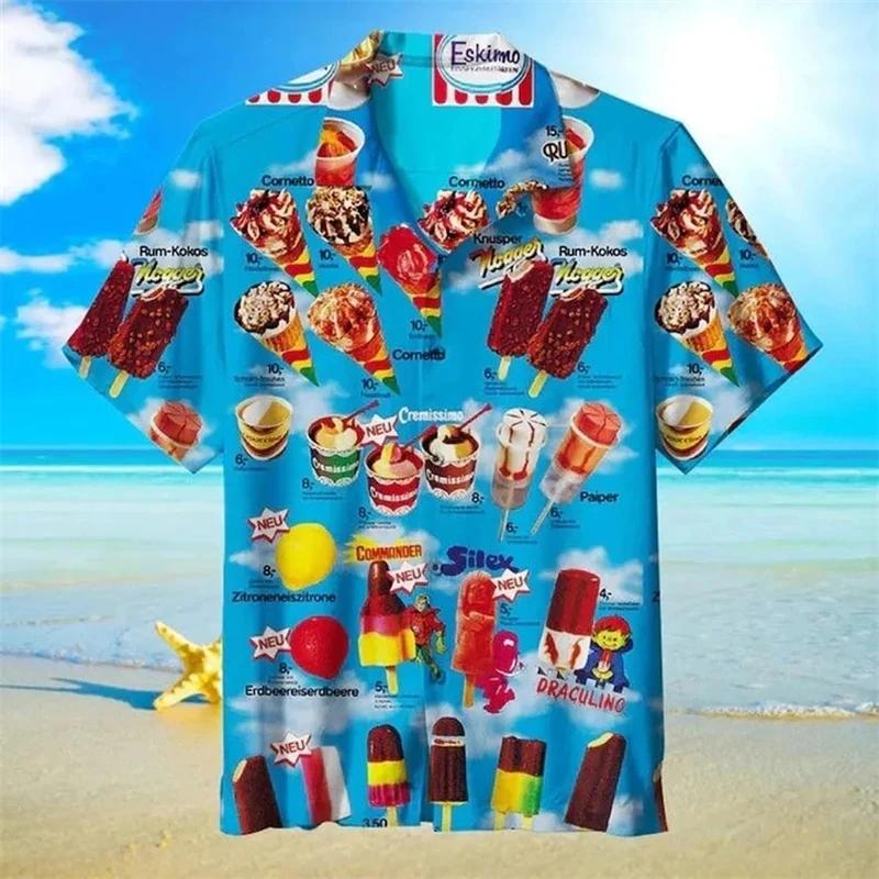 Chemises de crème glacée tendance et Cool, chemise hawaïenne imprimée en 3d pour fête sur la plage,