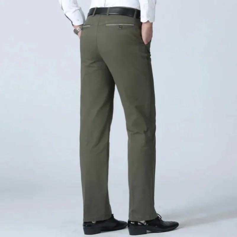 Pantalon de costume pour homme, fin pour l'été, épais pour l'automne, 100% coton, classique, mode bu