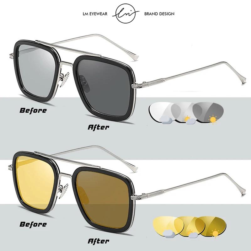 Marque de haute qualité Tony Stark lunettes de soleil carrées photochromiques polarisées hommes lune