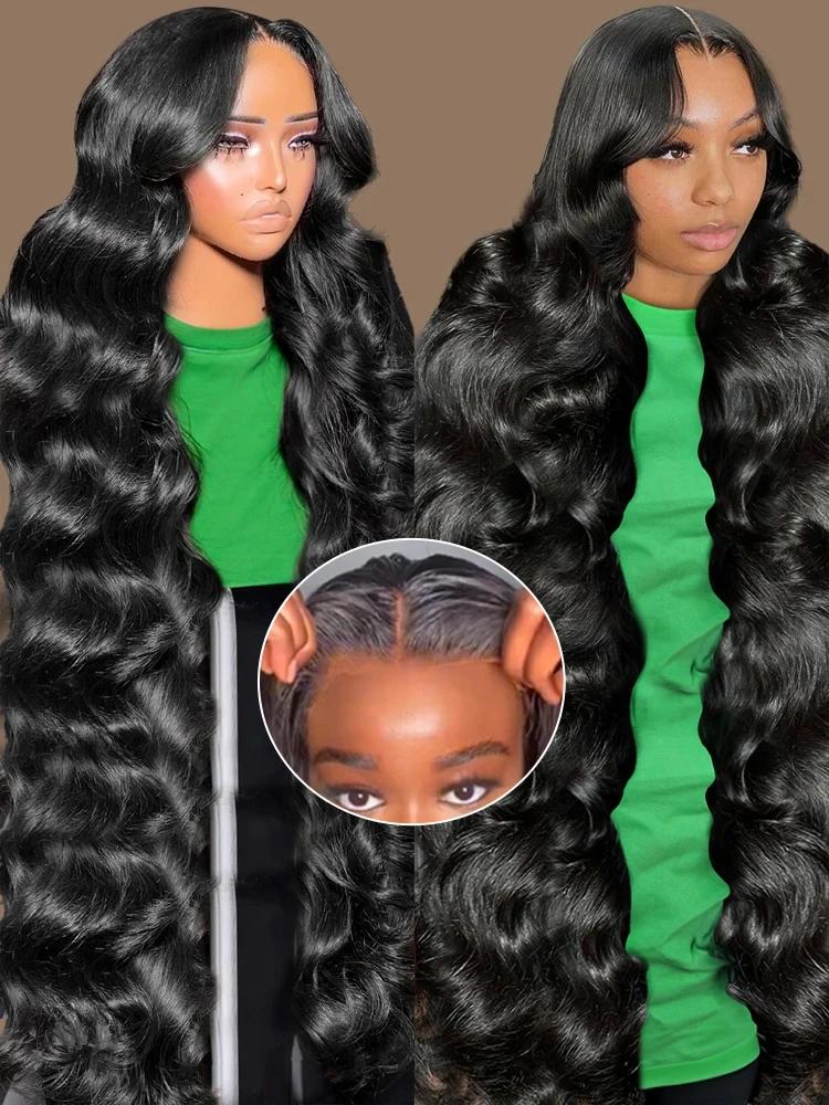 Perruque Lace Front Wig Body Wave sans colle pour femme, cheveux naturels, pre-à-porter, 13 age HD,