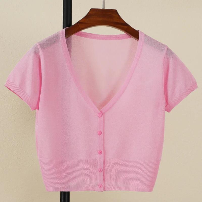 cardigan femme court haut ete légère manteau protection solaire korean style gilet maille tricot fem