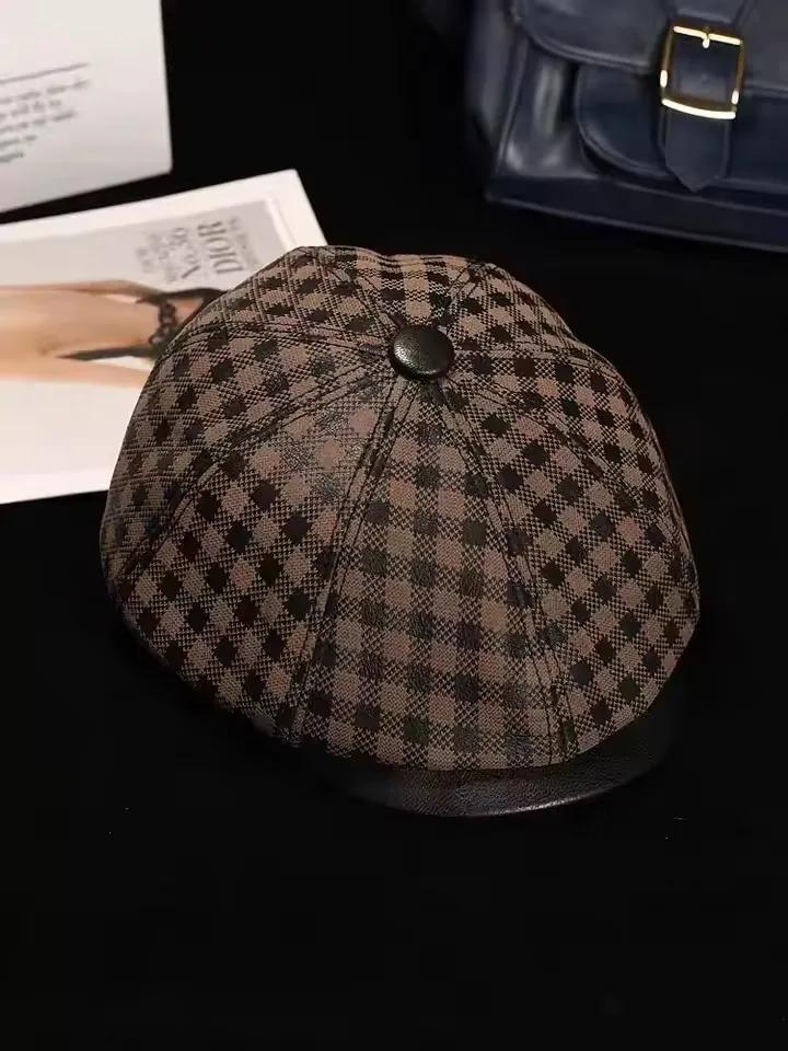 Nouveau chapeau Boina en cuir véritable daim mat béret en peau de mouton chaud hiver coton hommes re