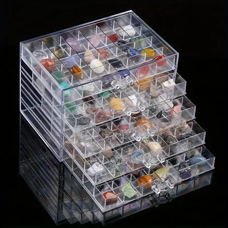 Vitrine en cristal – Boîte de rangement en plastique transparent pour la collection de pierres natur