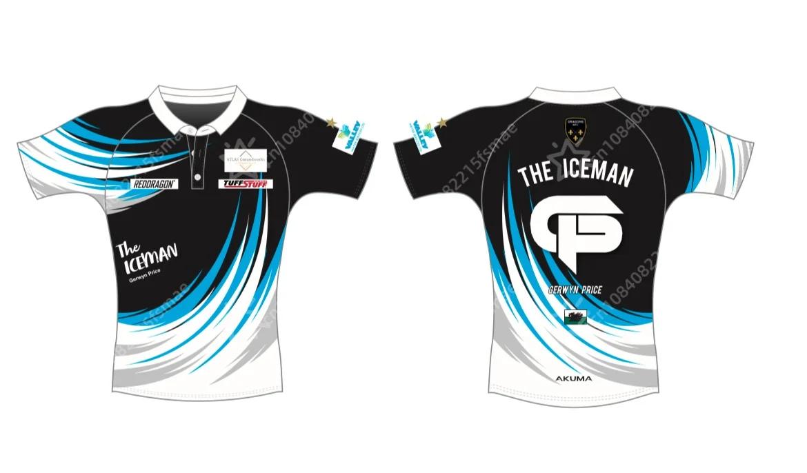 Chemise de fléchettes professionnelle Gerwyn Price Iceman pour hommes, séchage rapide, respirante, m