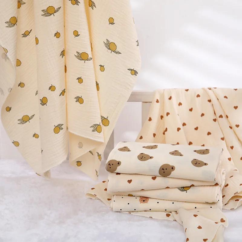 Couverture d'emmaillotage en mousseline de coton pour bébé, imprimé de dessin animé mignon, douce et