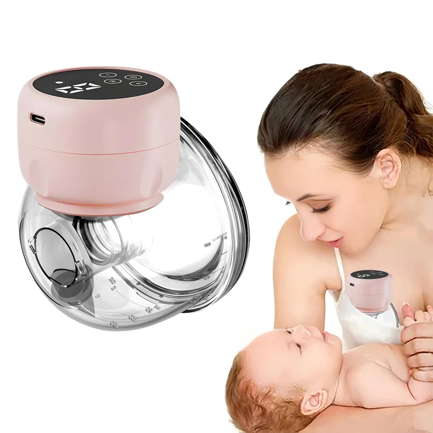 Tire-lait électrique portable mains libres - Machine à traire intelligente à aspiration en silicone pour allaitement