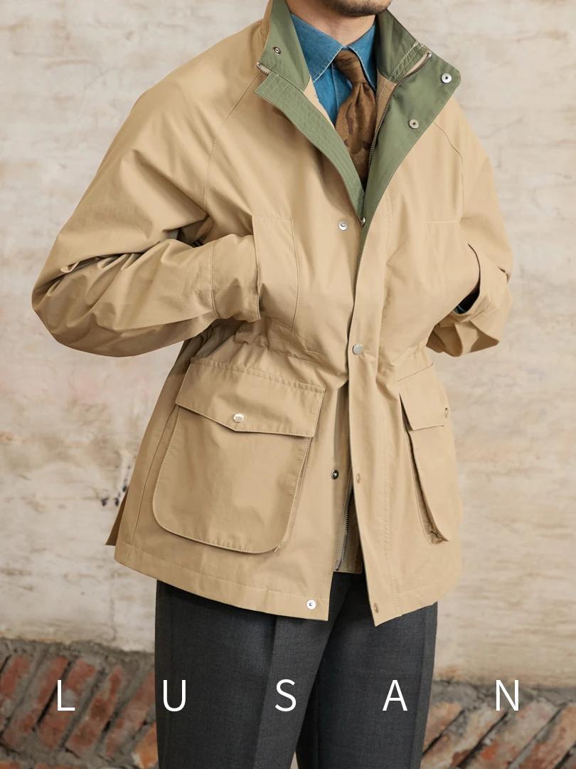 Gentry multi-poches cordon taille rétro veste de chasse M65 col décontracté veste à la mode hommes