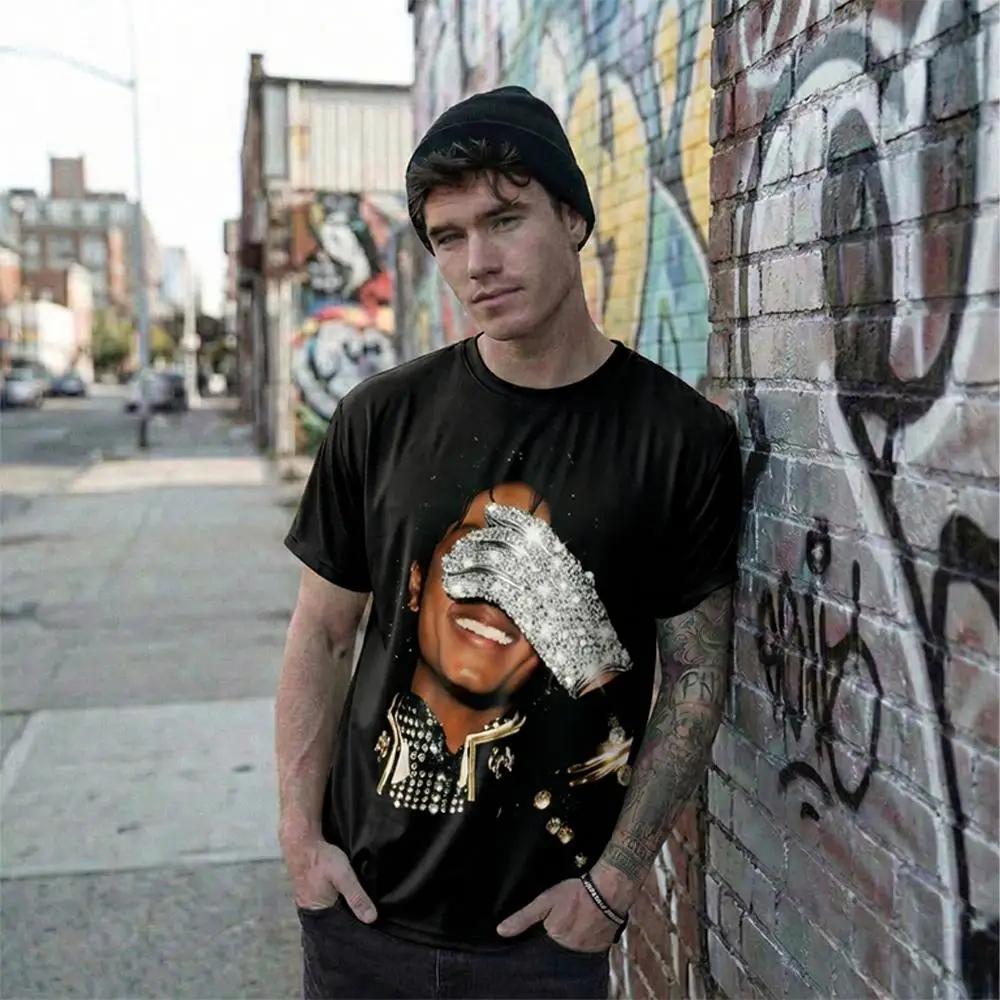 T-shirt à col ras du cou pour hommes et femmes, avec imprimé graphique MJ Michael Jackson, Style Str