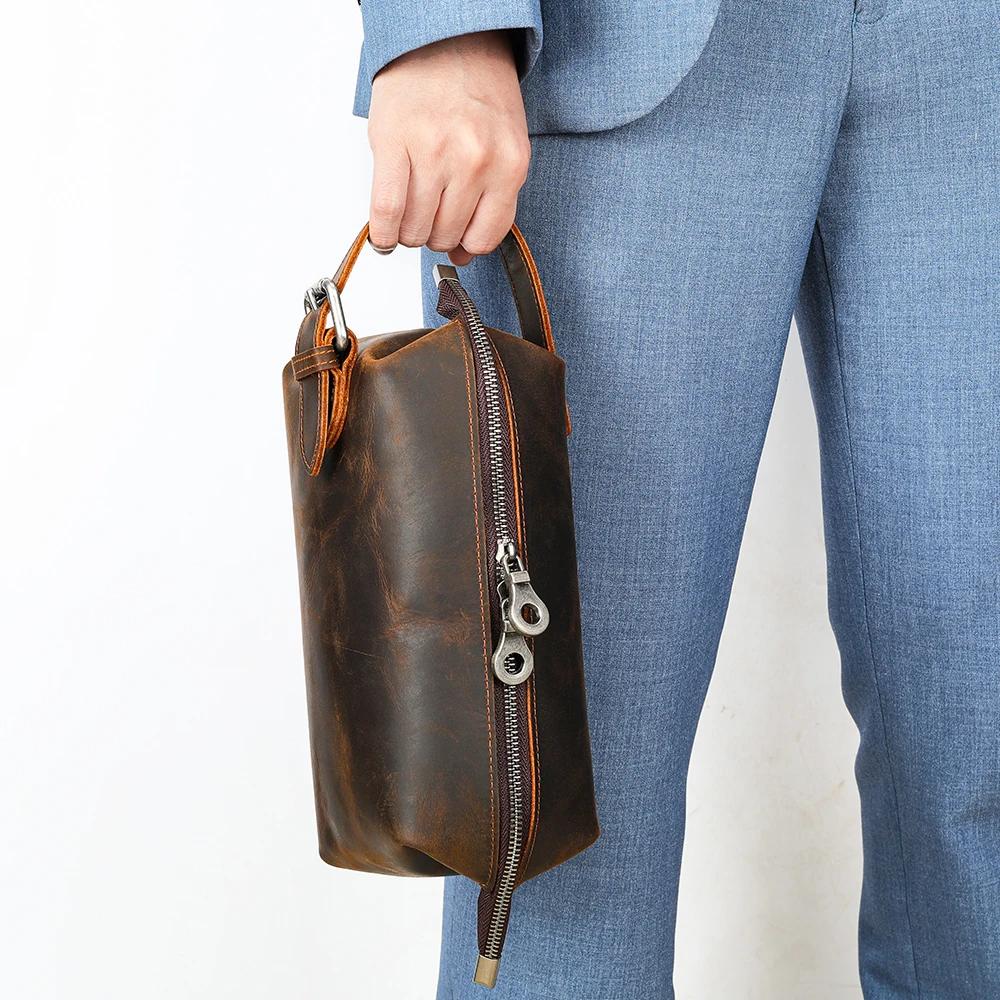 WESTAL Crazy Horse – sacs en cuir pour hommes, avec poignées, poignet de grande capacité, pochette p