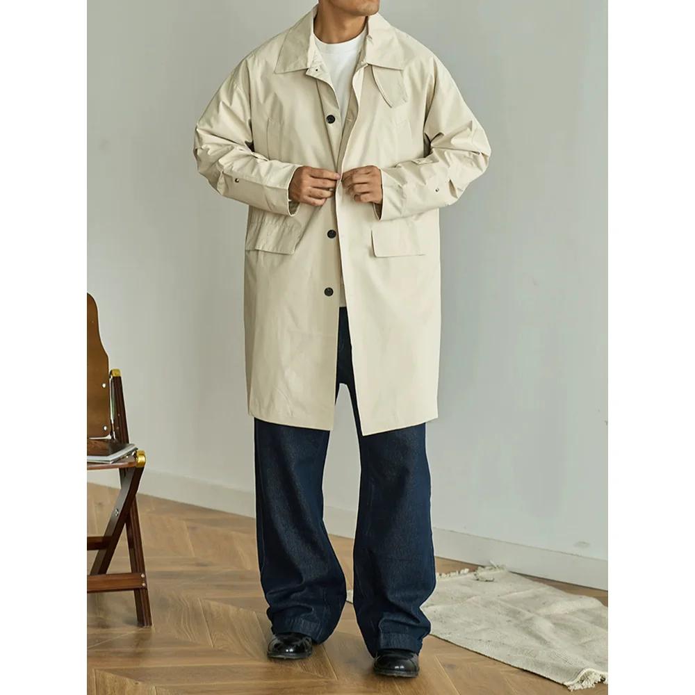 Cityboy-Trench-coat d'extérieur vintage pour hommes, Streetwear japonais, Manteau long surdimensionn