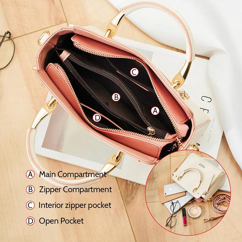 Sac à bandoulière en cuir croûte FOXER pour femme, sac à main élégant, nouveau sac fourre-tout grand