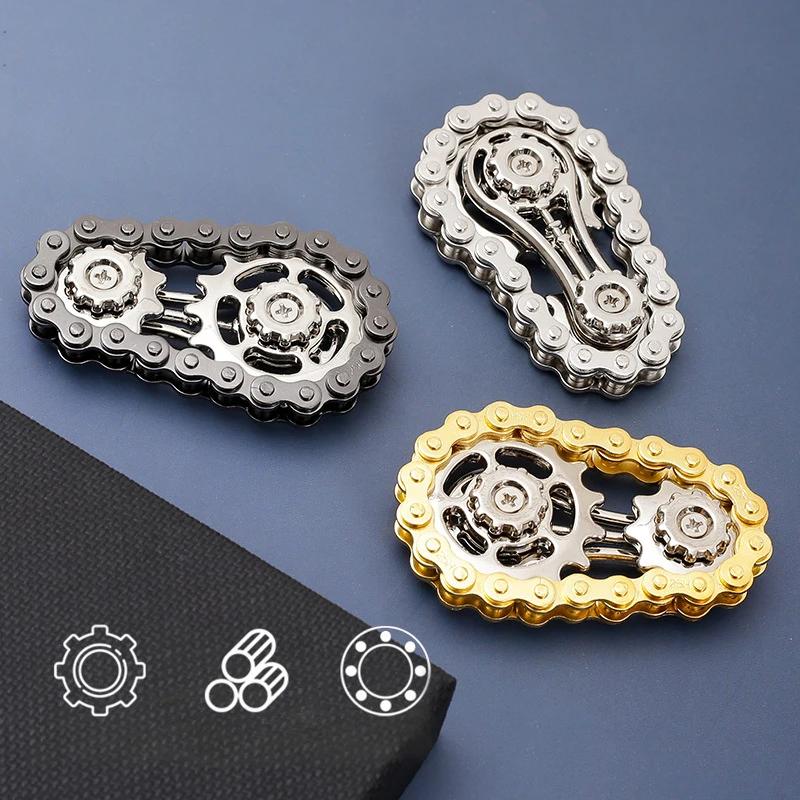 Pignons volant d'inertie gyroscope Fidget Spinner anti-stress anxiété chaînes de vélo en métal EDC S