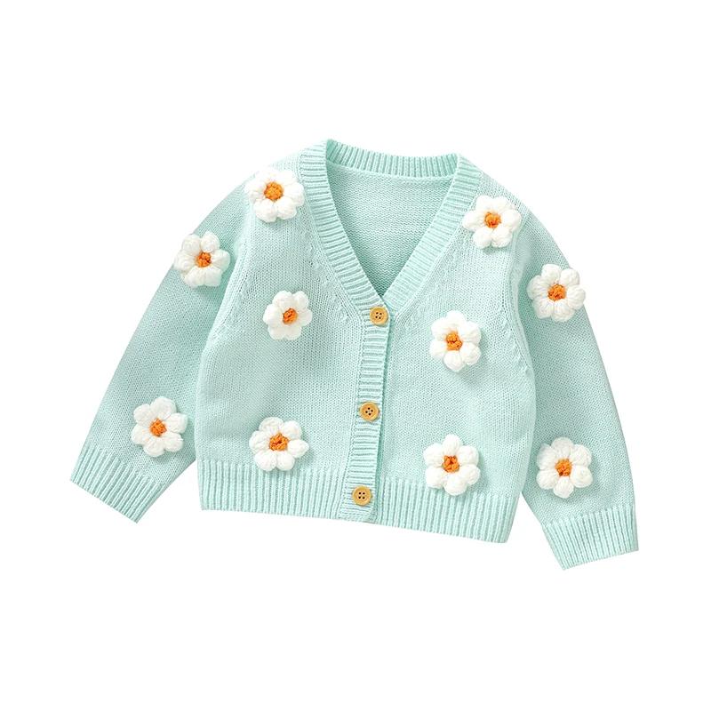 Cardigan tricoté en acrylique pour bébés filles de 6 à 36 mois, doux, manches longues, col en v, sim