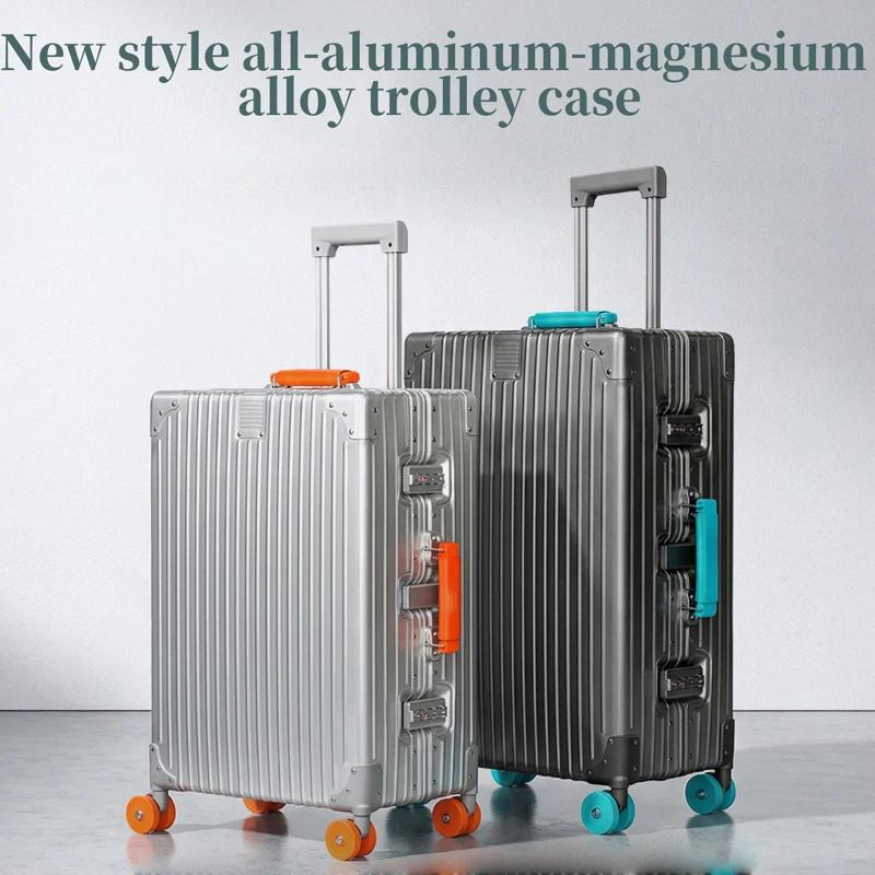 Valise en alliage aluminium-magnésium 20 pouces, bagage à main avec serrure, valise à roulettes avec
