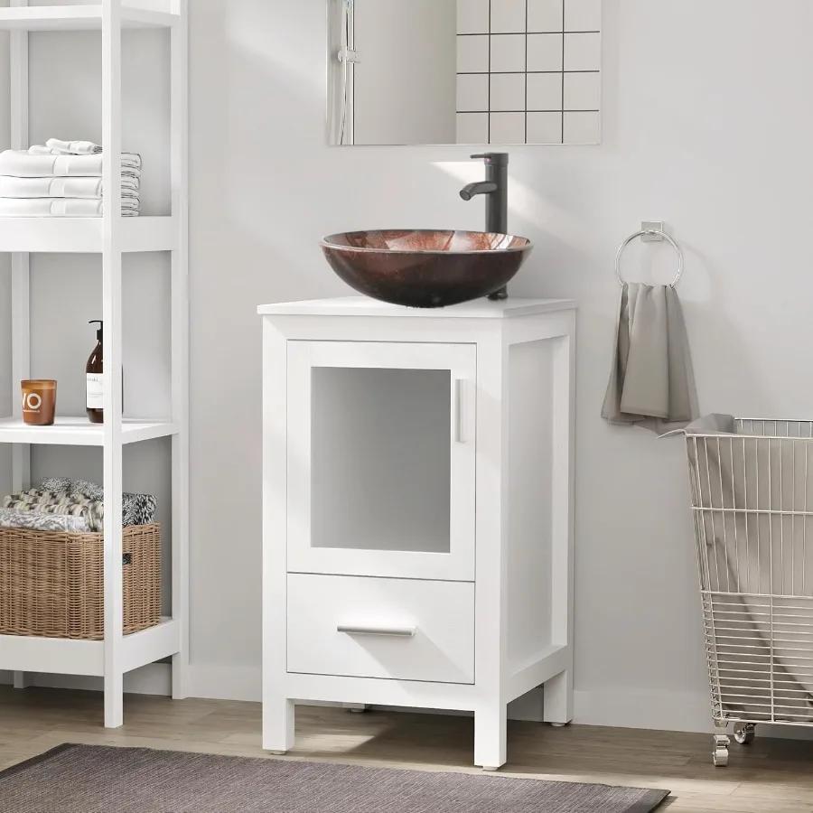 eclife 18 "petit meuble de salle de bain combiné meuble autoportant moderne avec porte et tiroir en