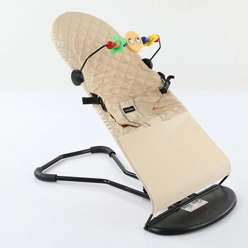 Chaise à bascule pliable pour bébé, avec jouets, siège videur réglable avec housse en tissu, chaise