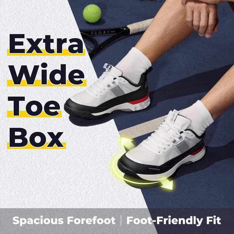 FitVille chaussures de Tennis larges pour hommes chaussures de Pickleball léger respirant toutes les