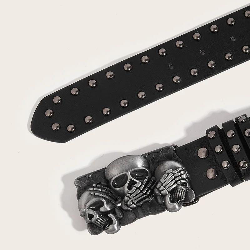Nouvelles ceintures pour femmes de haute qualité marque de luxe Punk Goth Rivet noir jean unisexe ho