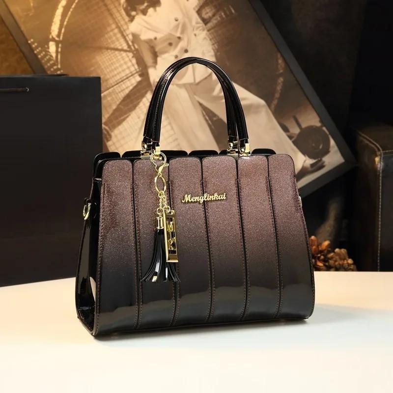 Sac polyvalent en cuir verni pour femmes, nouveau style, sac pour maman d'âge moyen, sac à main à ba