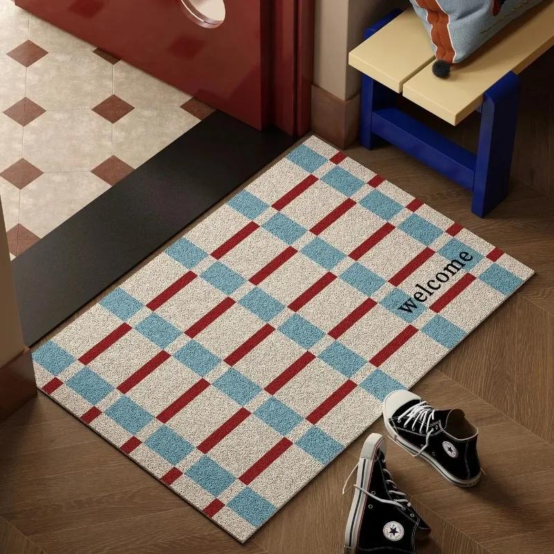 Tapis d'entrée, tapis de sol pour porte d'entrée, tapis en soie à anneaux, tapis de sol pour les pie