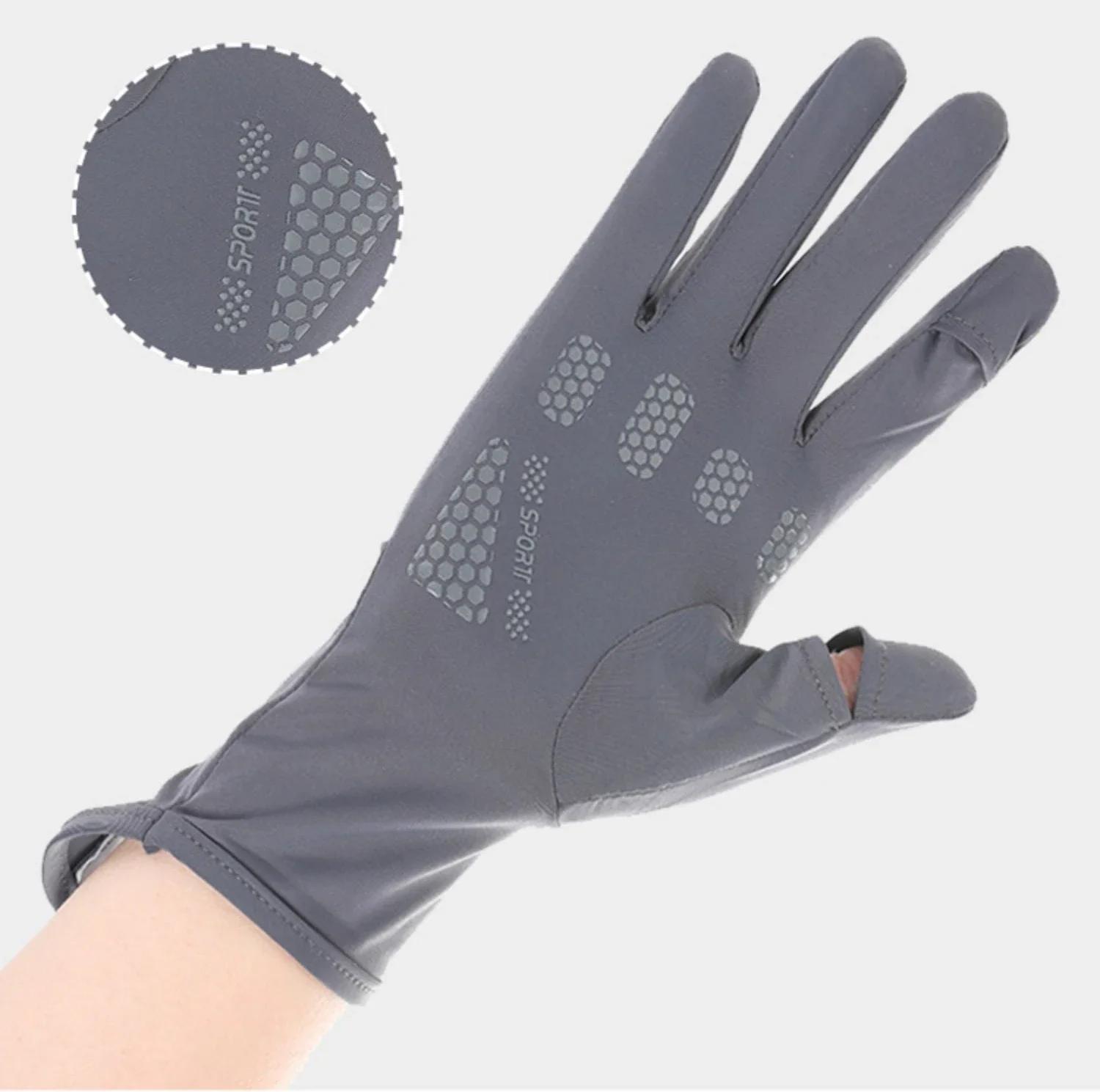 Gants de protection solaire d'été pour femmes, soie glacée fine, Anti-ultraviolet, rosée, écran tact