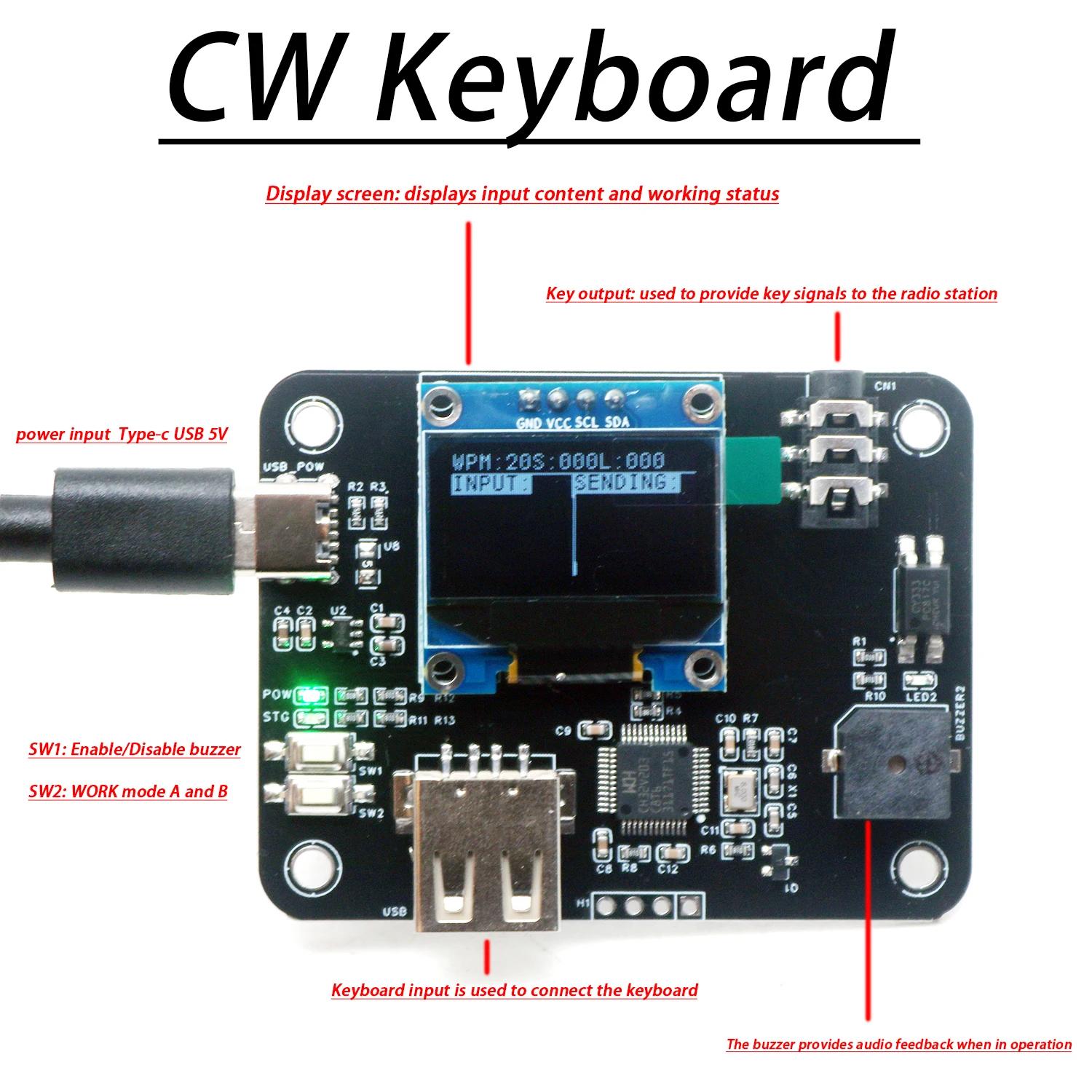 Clavier d'entraînement et de transmission de radio amateur CW avec écran OLED et USB, clavier électr