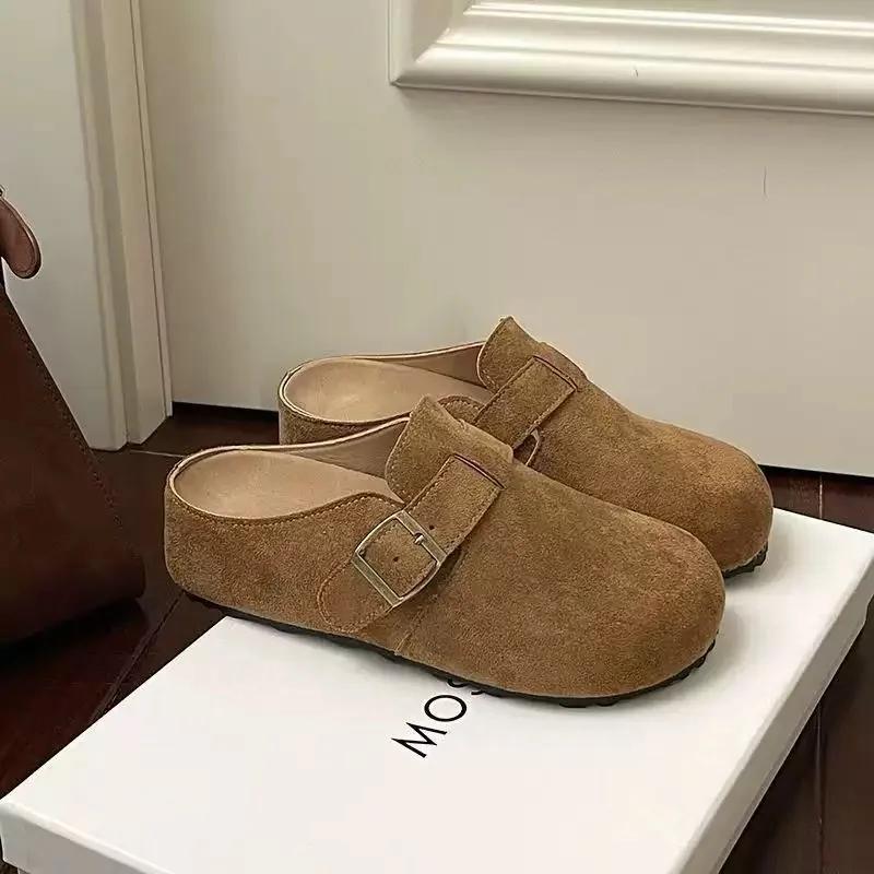 Mocassins confortables à enfiler pour femmes et hommes, chaussures à semelle en liège, bout fermé, e