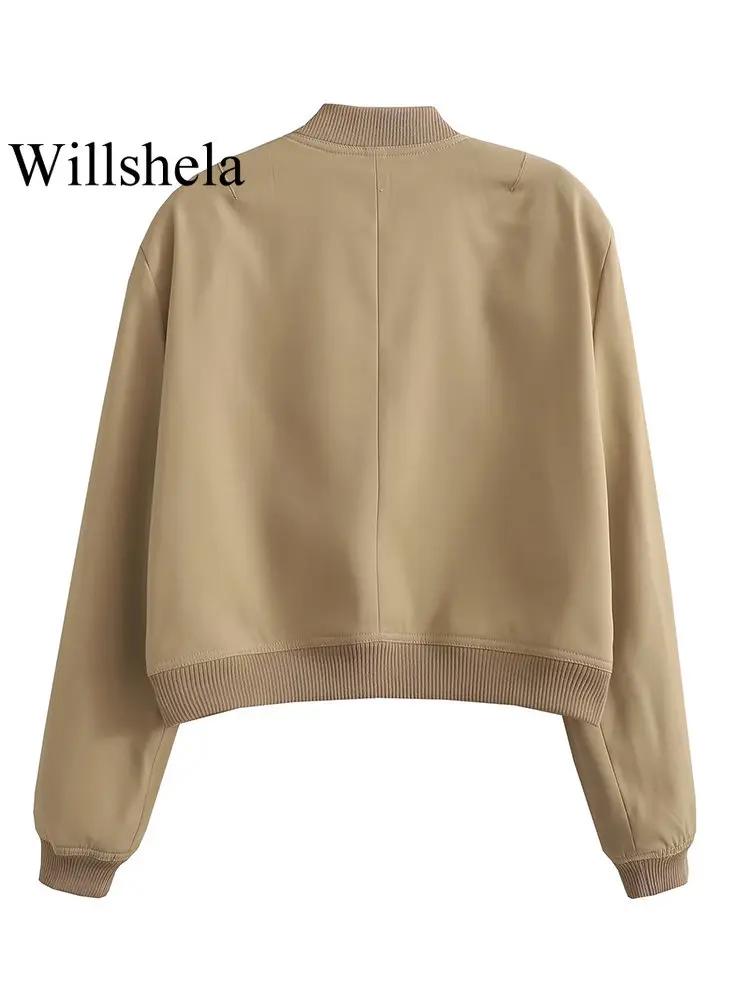 Willshela femmes mode solide Bomber vestes manteau avec poches col en v simple boutonnage manches lo