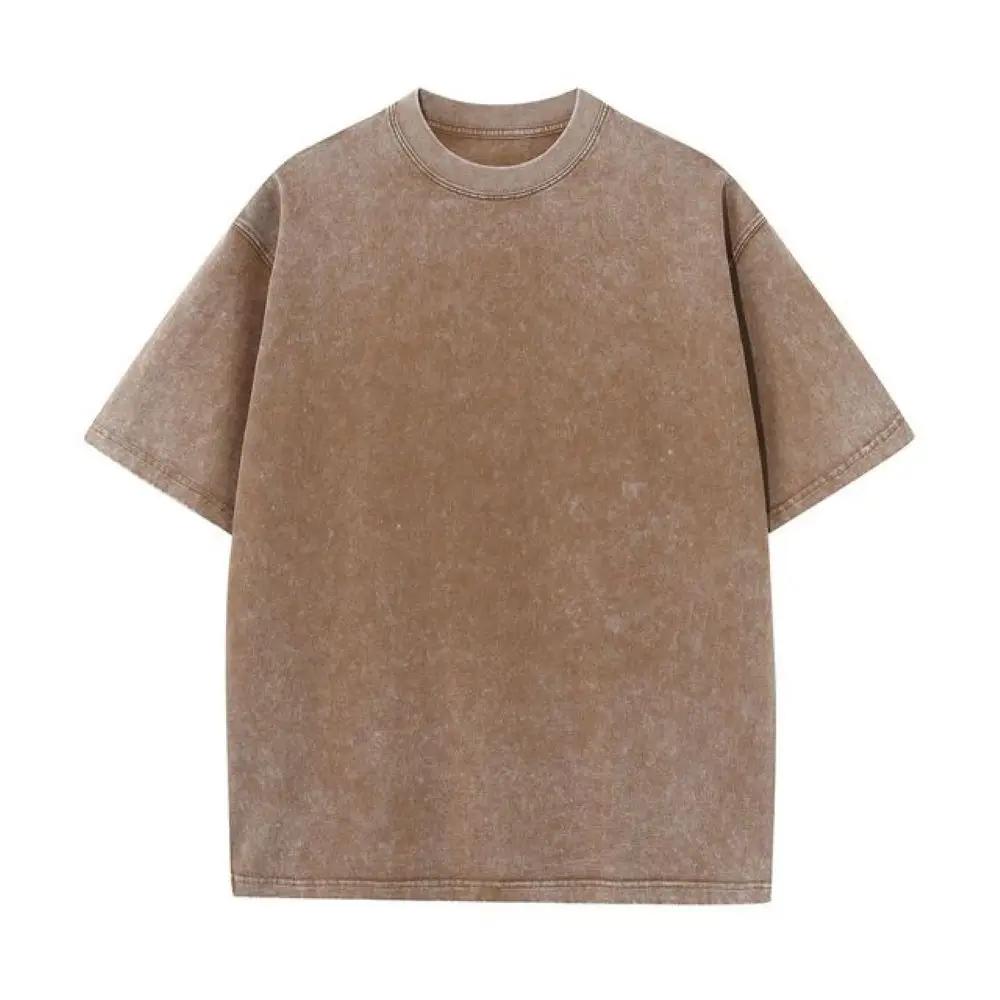 T-shirt rétro en coton pour hommes et femmes, manches à épaules tombantes, t-shirts vintage à manche