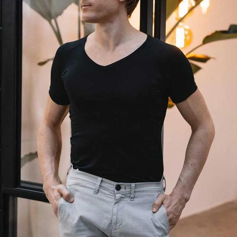 T-shirt à col en V pour homme et femme, maillot de corps anti-transpiration, garanti rester au sec