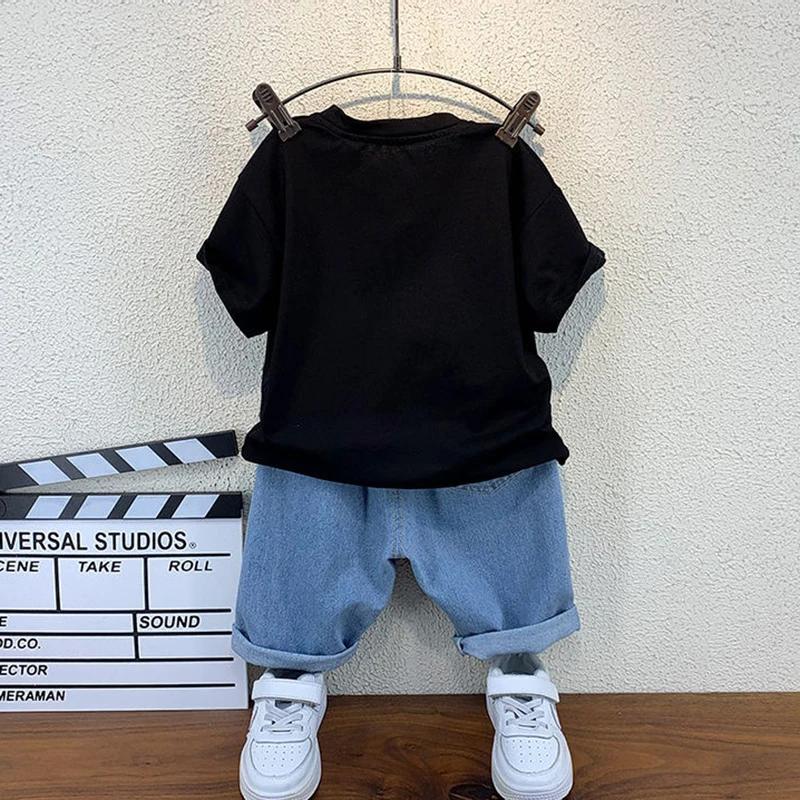Ensemble de vêtements d'été pour bébés garçons, T-shirt ours + pantalon court, ensemble 2 pièces pou