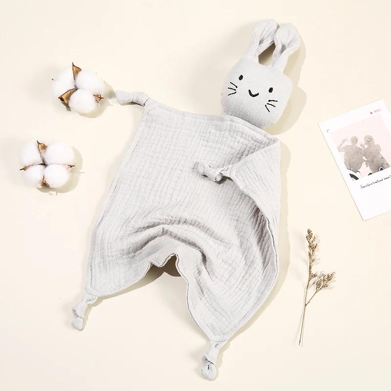 Couverture confortable en mousseline de coton pour bébé, poupée de chat mignon pour nourrissons, ser