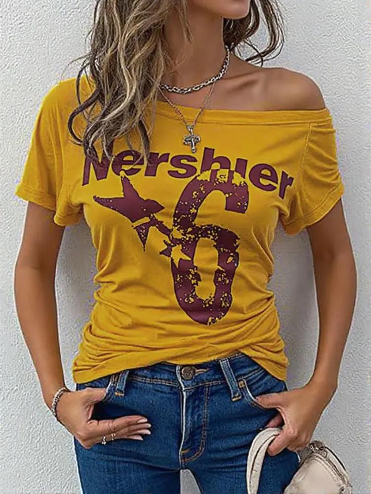 Été Y2k Sport épaules dénudées haut femmes Sexy Vintage années 2000 à manches courtes t-shirt dame c