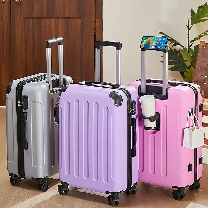 Valise à bagages de 20 à 28 pouces avec roulettes, sac de voyage avec porte-gobelet et support pour