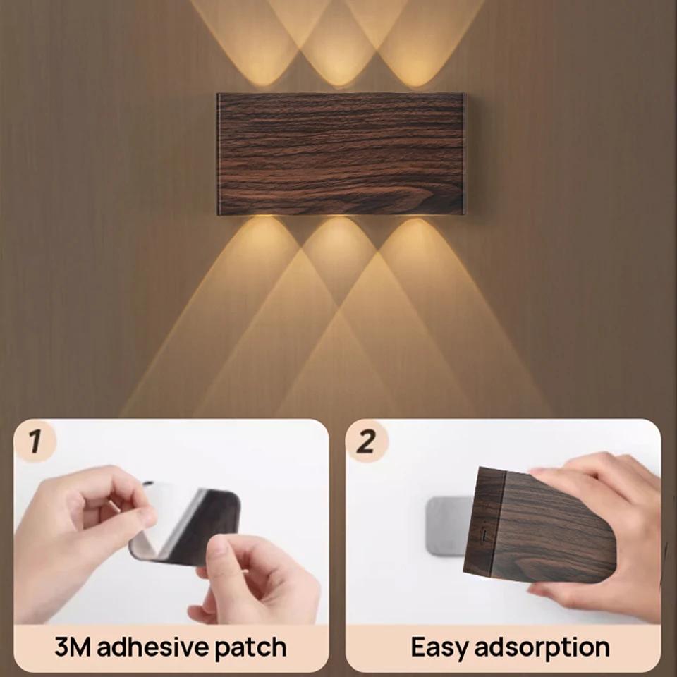 Lampe murale avec télécommande, variateur tactile, charge de Type C, veilleuse de chevet, décor d'an