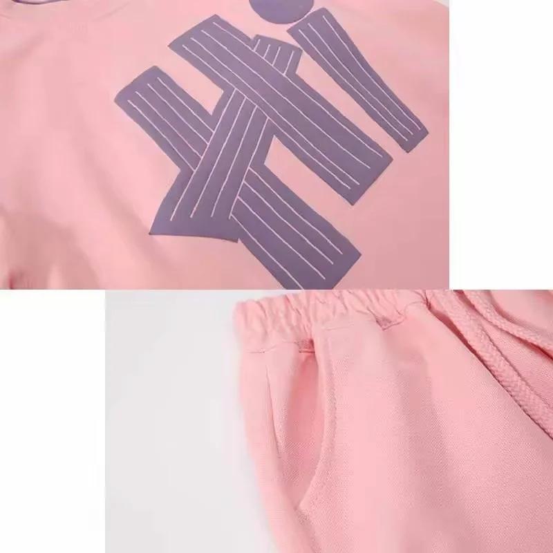 Ensembles de t-shirts pour filles, nouvelle collection été, hauts à manches courtes + shorts, 2 pièc