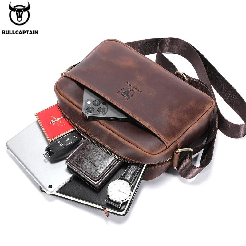 BULLCAPTAIN-Sac à Bandoulière en Cuir group pour Homme, Sac de Voyage Rétro de Grande Capacité, Cuir