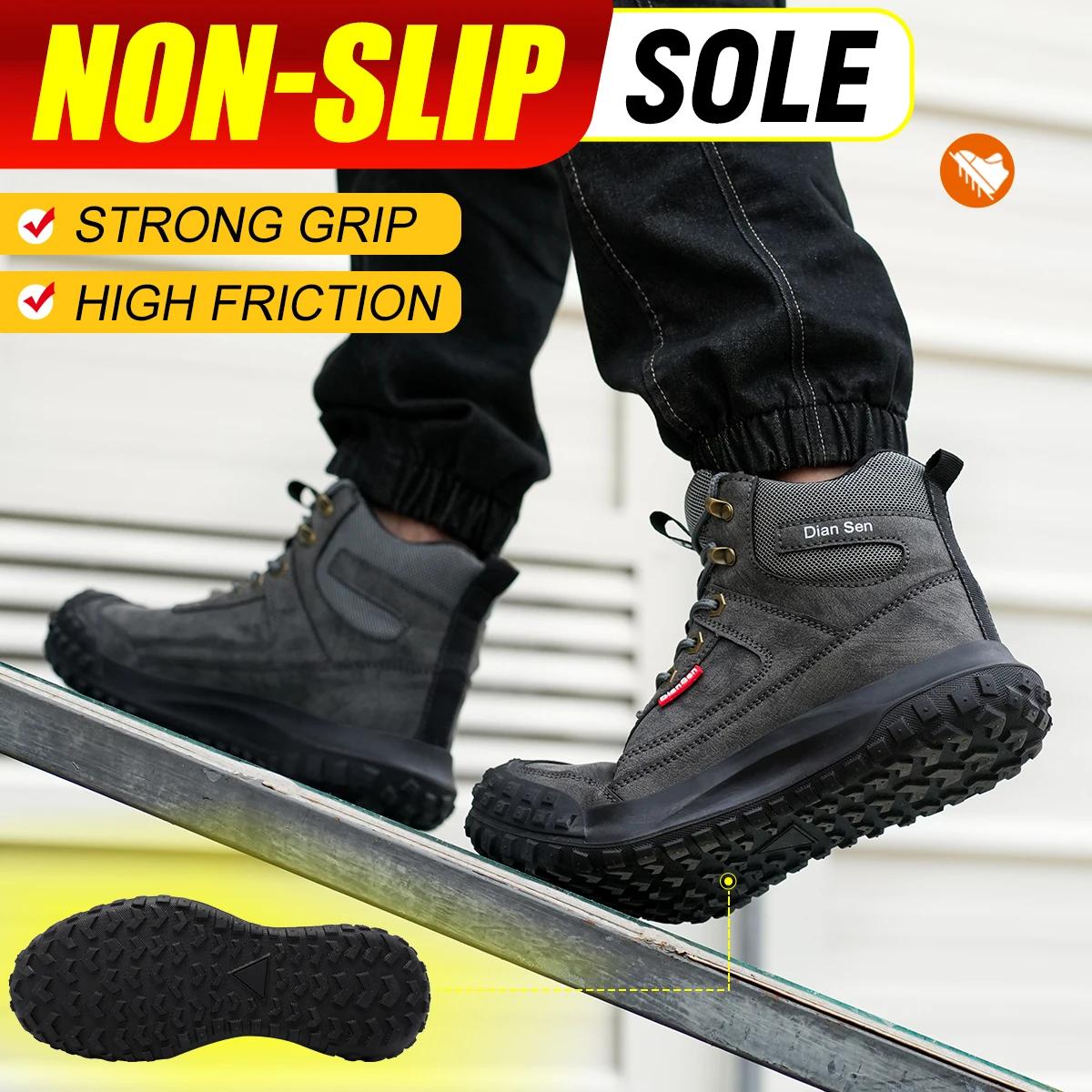 Chaussures de sécurité pour hommes Dian Sen à embout d'acier avec semelles anti-écrasement, anti-per