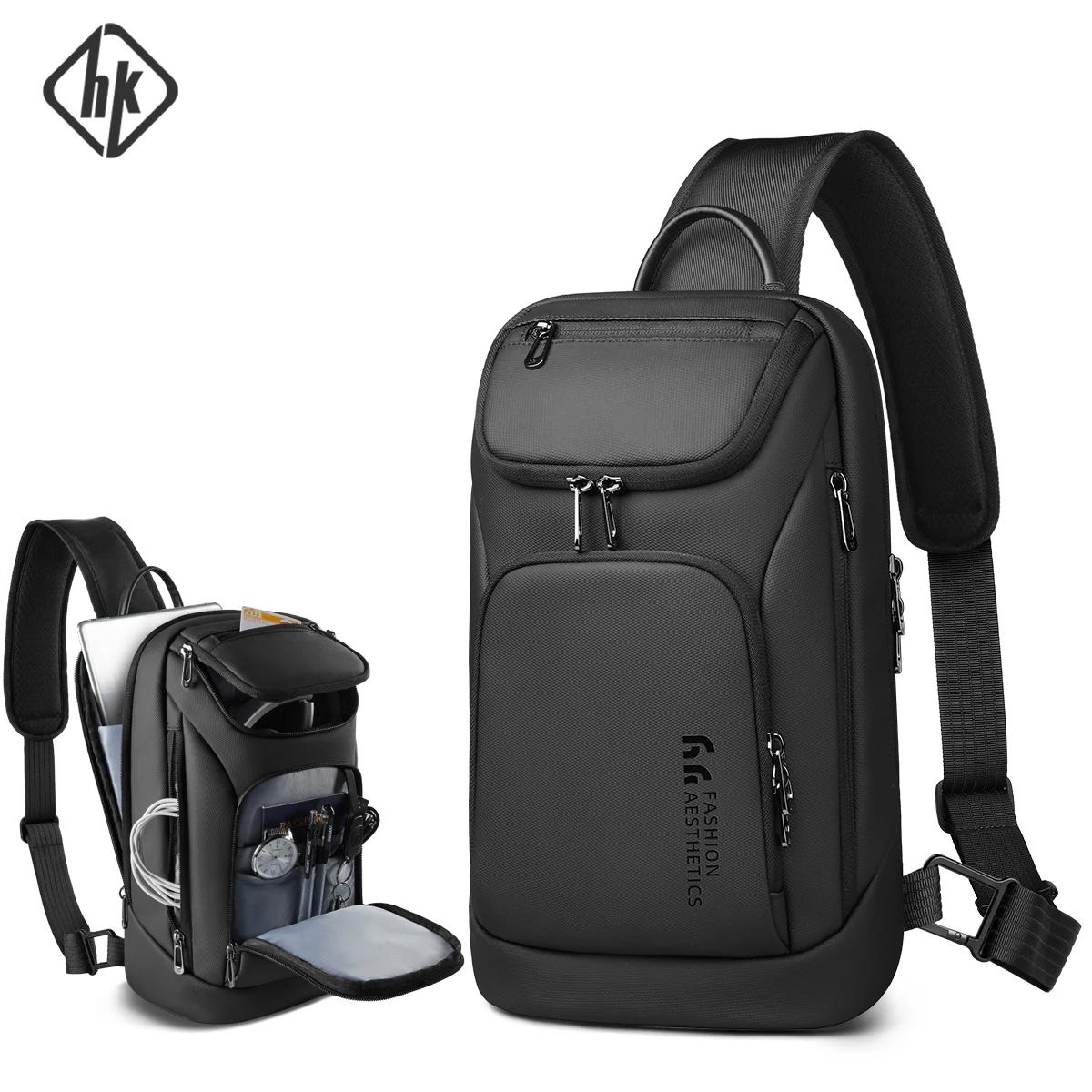 HcanKcan sac à bandoulière pour hommes d'affaires sac de poitrine étanche à la mode pour IPad 11 pou