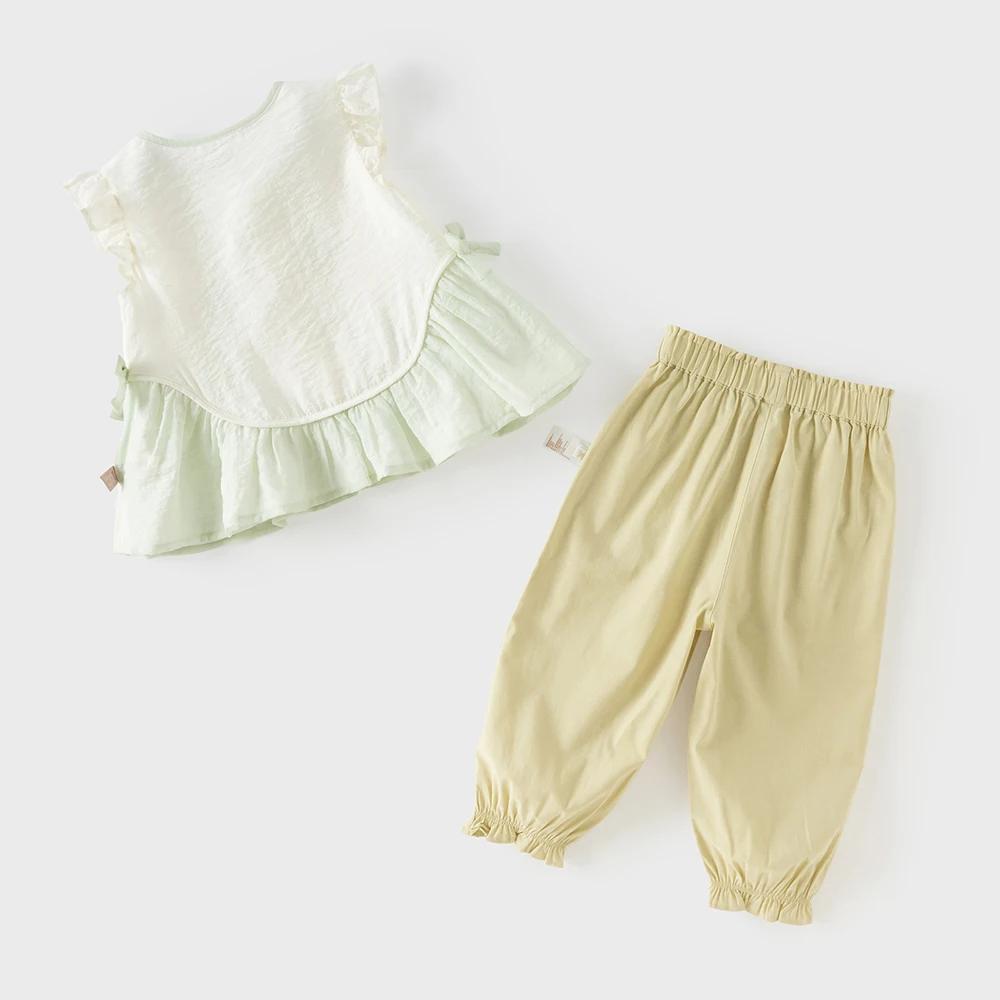 Dave Bella – ensemble 2 pièces brodé pour filles, chemise sans manches et pantalon, costumes pour en