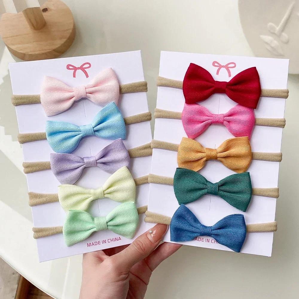 4/5/6 pièces/ensemble couleur unie enfants chapeaux élastiques bandes de cheveux pour bébé mignon ru